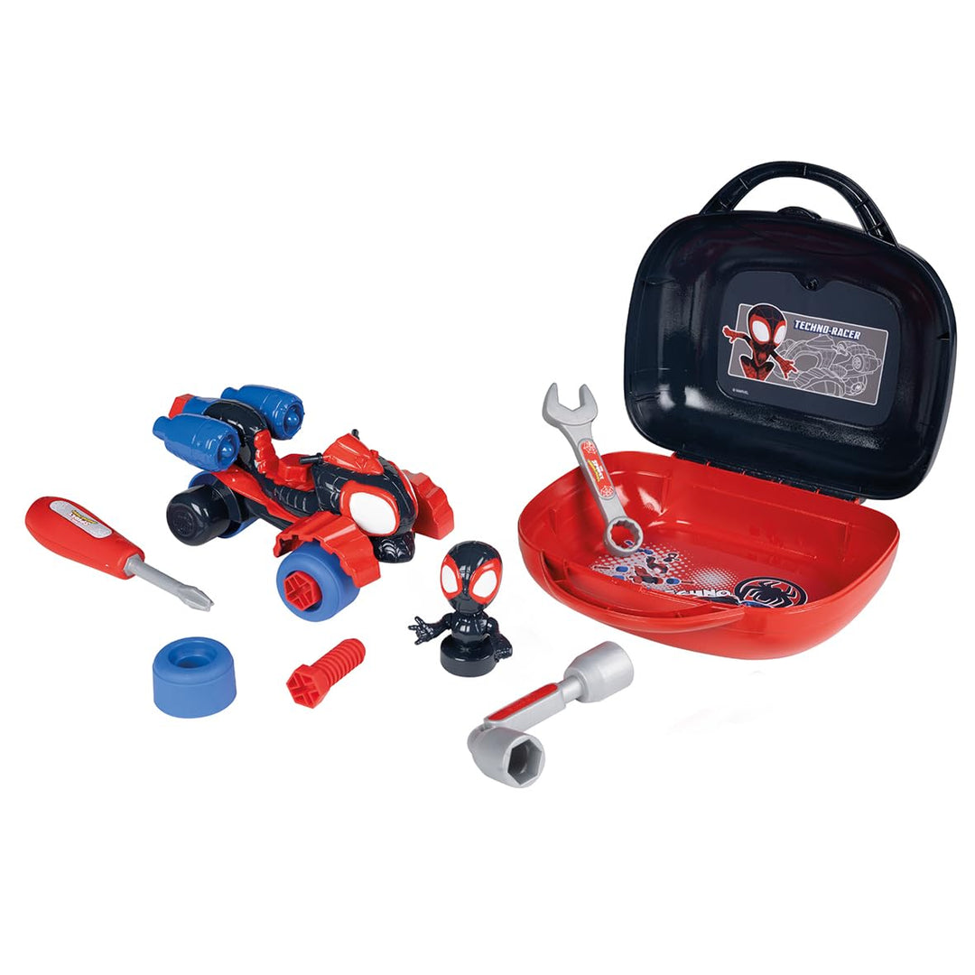 Smoby - Spidey Spin Box – Werkzeugkoffer Miles Morales – Spielzeug zum Basteln für Kinder – 360928