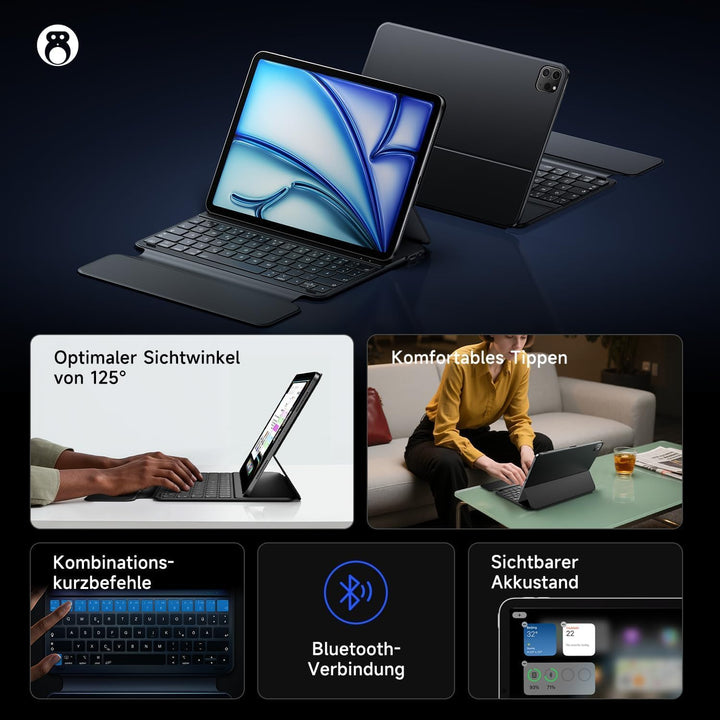 HOU für Tastatur iPad Air 11 Zoll M2/M3 &amp; Air 5./4. Gen. &amp; Pro 11 Zoll 4.–1. Gen. (2018–2022), Ultra