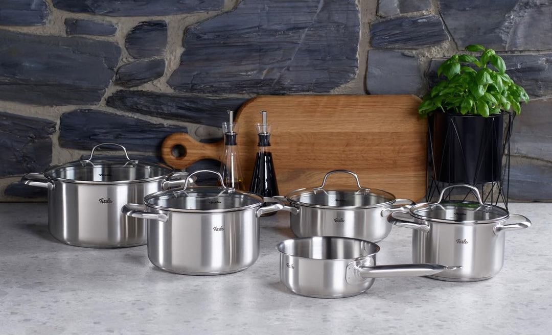Fissler San Francisco / Edelstahl-Topf (3,3 L - Ø 20 cm) Kochtopf mit Glas-Deckel, Schüttrand, Mess-