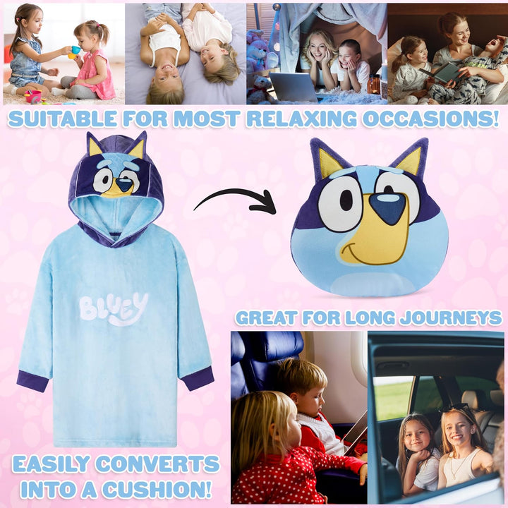 BlueY Mädchen Oversized Hoodie Decke, Fleece Pullover Kuscheldecke mit Kapuze - Geschenke für Kinder