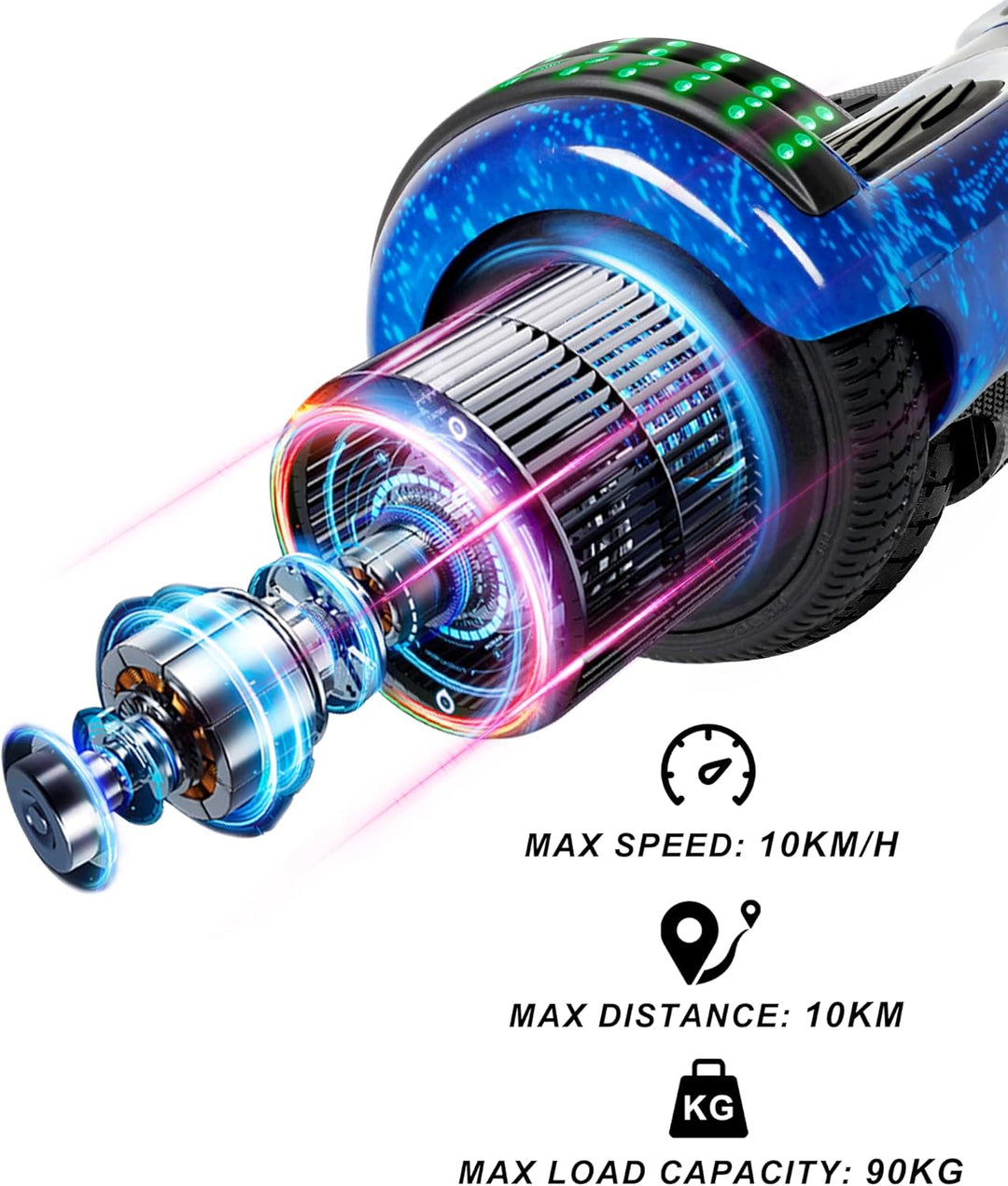 SISIGAD Rollersitz-Befestigung, 16,5 cm, selbstausgleichend, Go-Kart mit Bluetooth und LED-Lichtern,