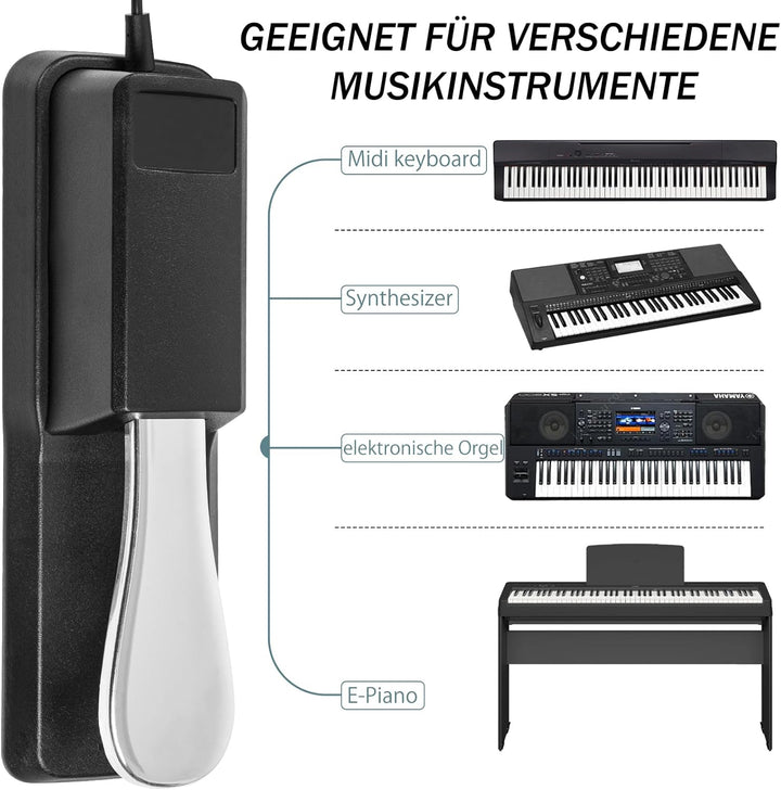 e-piano Pedal für Universal Keyboard Piano, Keyboard Pedal langlebiges Edelstahlpedal für aller Klav