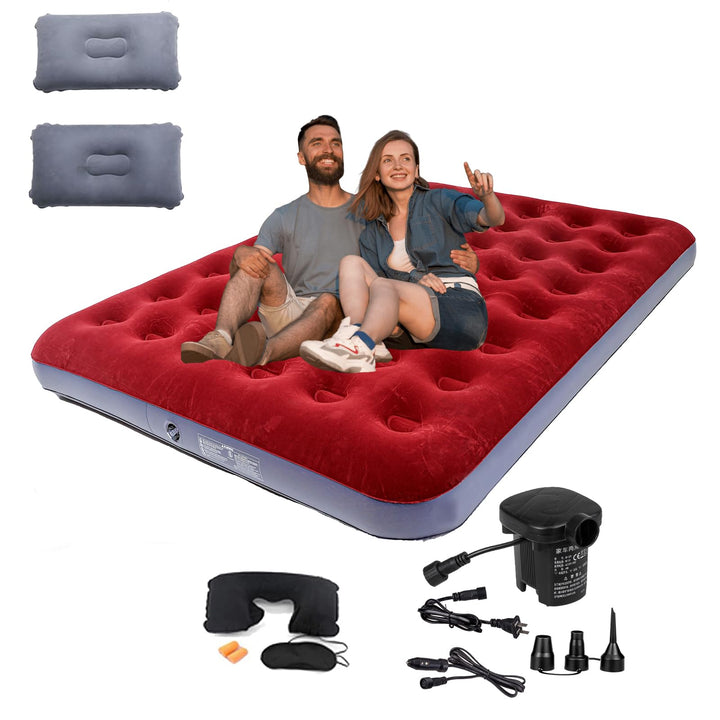 Icelus Doppel Aufblasbares Luftbett 204x 153 x 23 cm mit Luftpumpe,Campingmatratze Luftmatratze Aufb