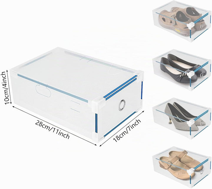 10Stück Set Schuhboxen Schuhkasten Schuhkarton Schuhaufbewahrung Aufbewahrungsbox mit Deckel Transpa