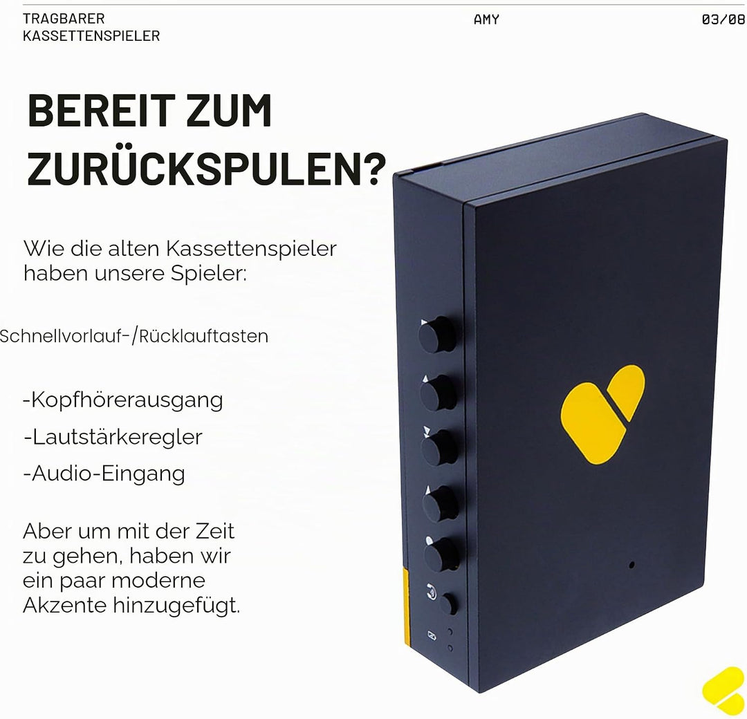 We are Rewind Tragbarer Kassettenspieler – Kassettenrekorder mit Bluetooth-Verbindung, Lautsprecher