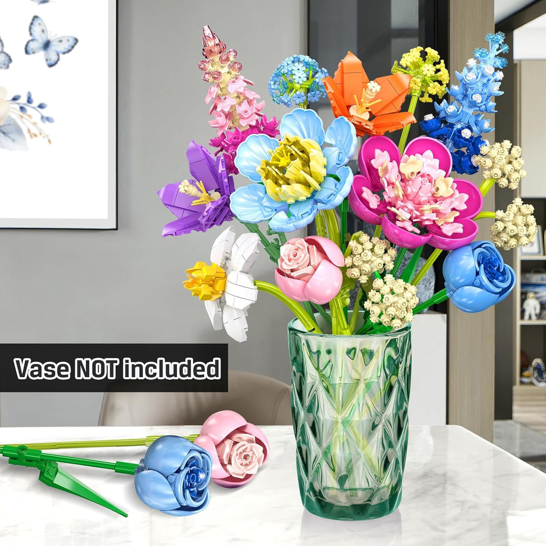 Blume Bausteine für Erwachsene, Botanical Kollektion Bauspielzeug, Pflanze Home Deko, Blumenstrauss