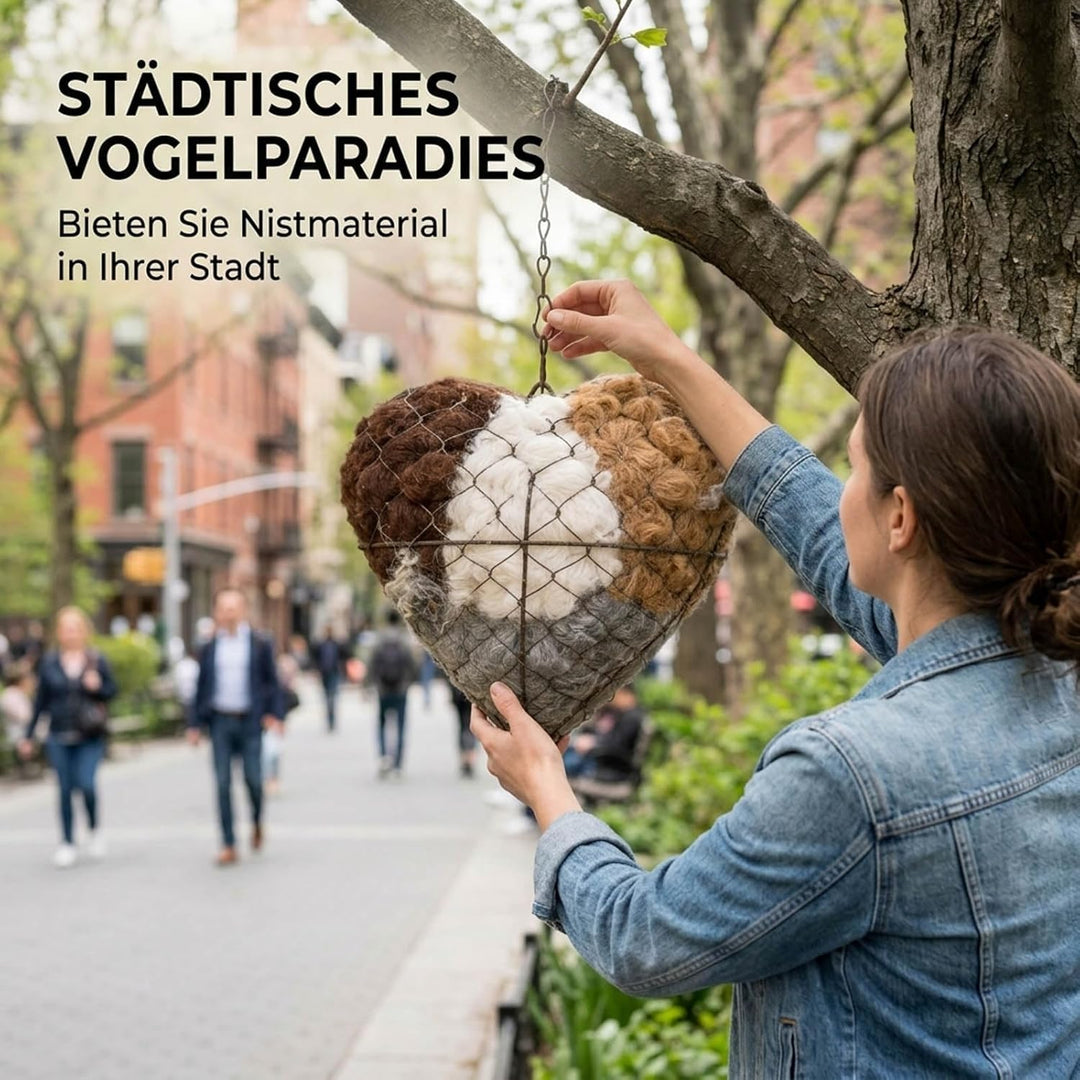 Herzförmiges Vogelnest, Naturfasermaterial, Vogelnestfüllung, handgefertigte Windschutz im Freien, 1