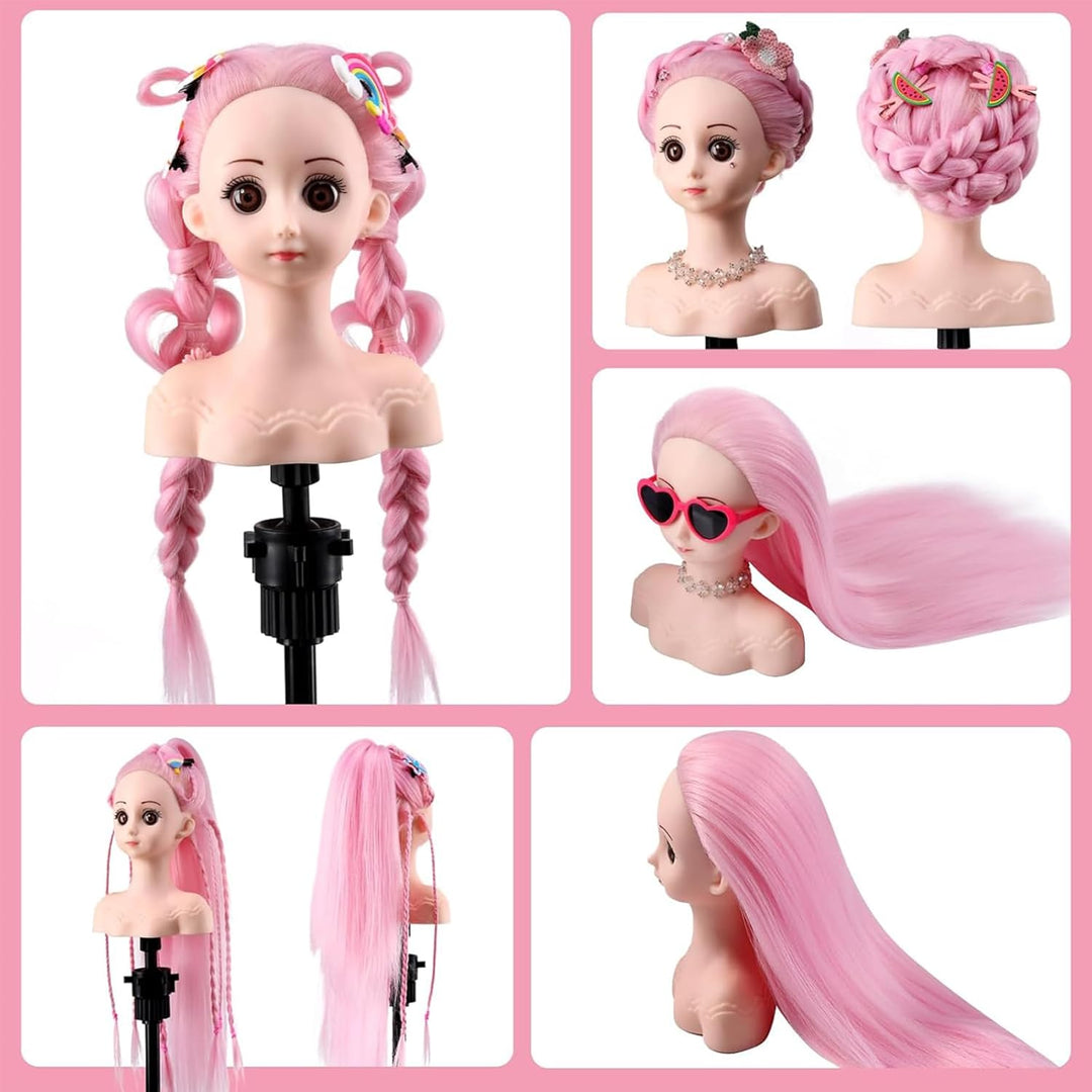 Mannequinkopf mit Haaren, 40,6 cm, Kosmetologie-Kopf zum Üben von Frisuren, Puppenkopf, Übungskopf f