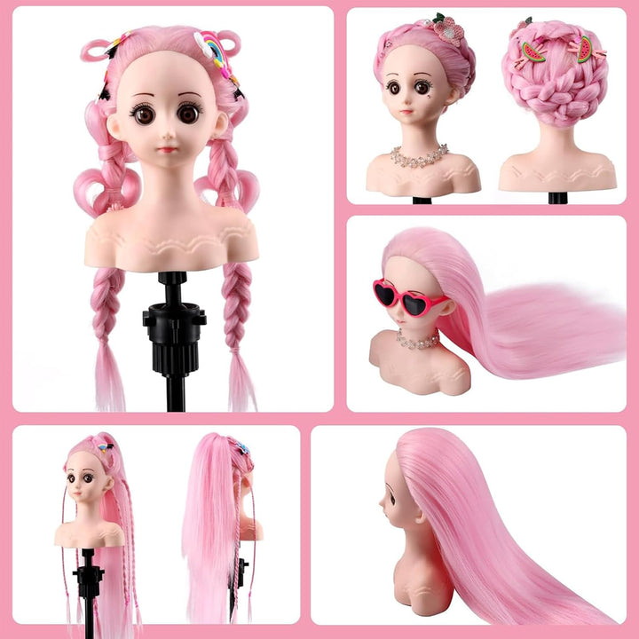 Mannequinkopf mit Haaren, 40,6 cm, Kosmetologie-Kopf zum Üben von Frisuren, Puppenkopf, Übungskopf f