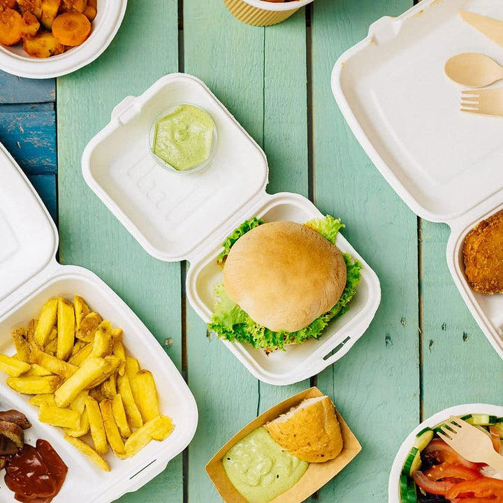 BIOZOYG Scatola Hamburger Biologica Monouso Ciotola di Canna da Zucchero biodegradabile I Contenitor