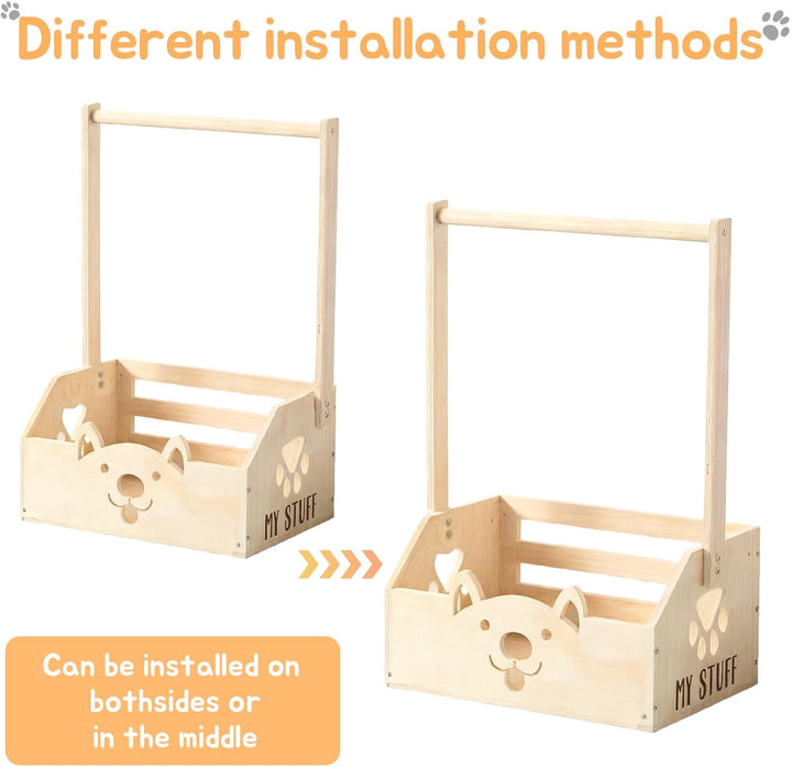 Holz Baby Geschenk Korb mit Griff und 5 Kinder Kleiderbügel, Babyparty Schrank Holz Baby Aufbewahrun