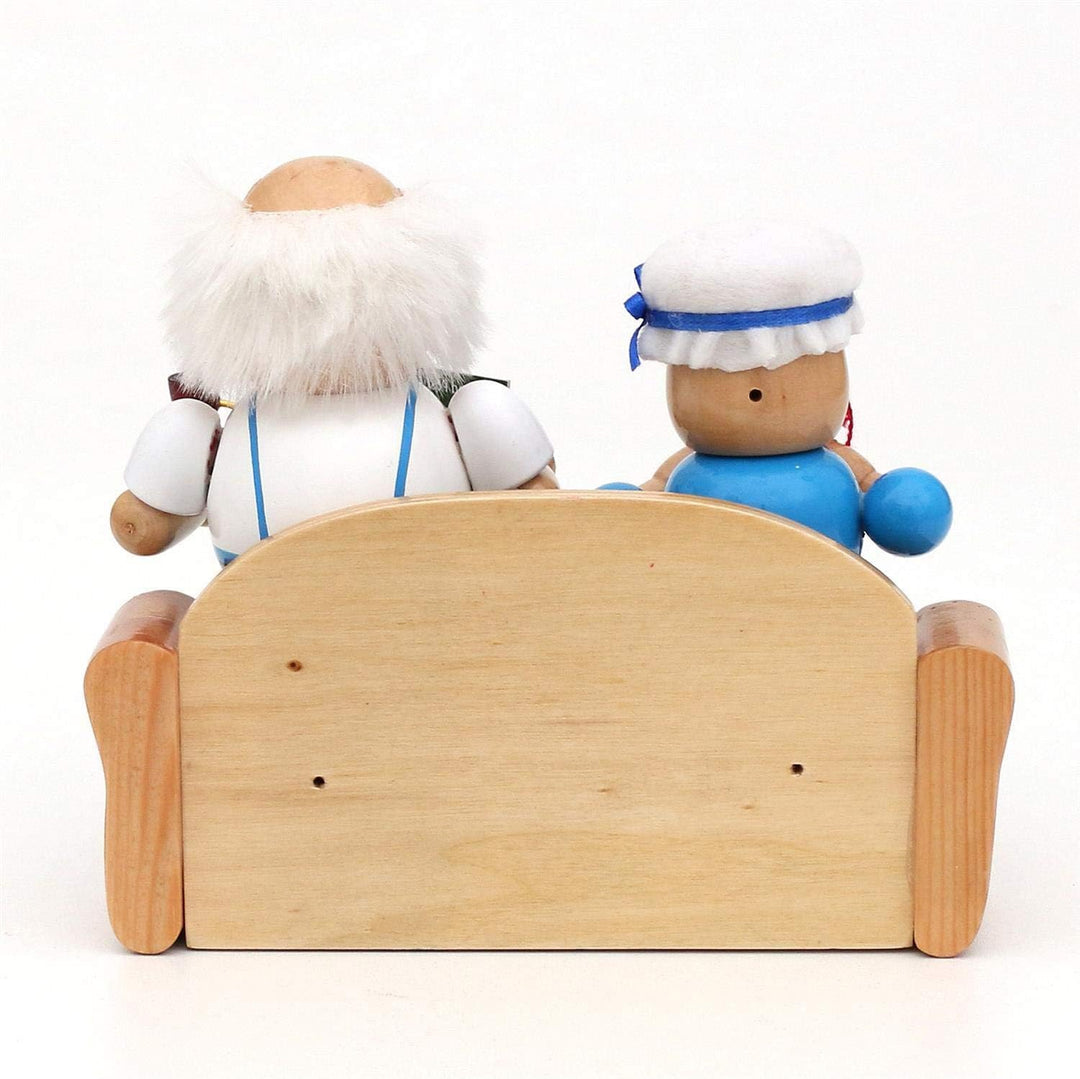 Dekohelden24 Holz Räucherfigur Oma und Opa auf Sofa, Masse ca. 17,5 x 7,5 x 15 cm, 15 cm, Sofa