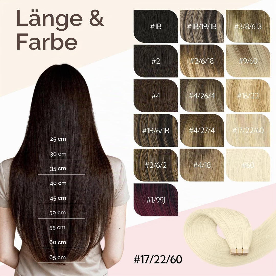 hotbanana Tape in Extensions Echthaar, 35cm Tape Extensions Echthaar 14 Zoll 20 Stück 50g Platinblon