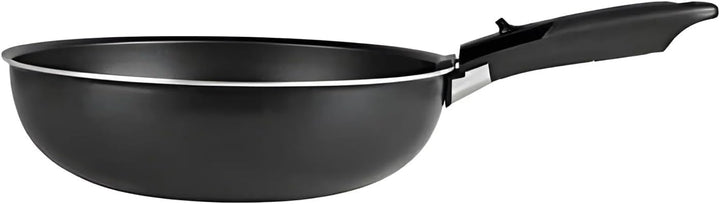 Sitram 713777 Wok, Aluminium, Ø 28 cm – Farbe: Schwarz – abnehmbarer Griff SITRAMOVIBLE – für alle H