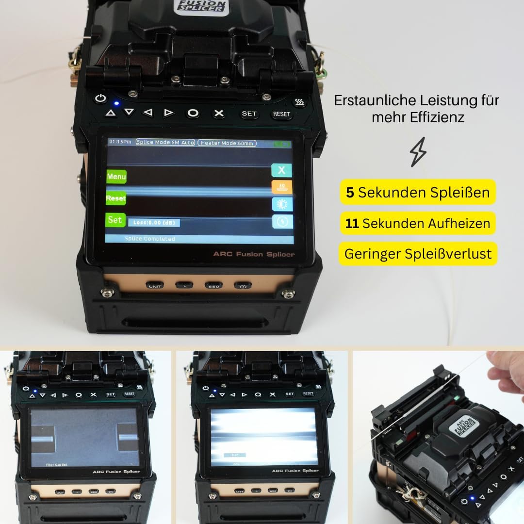 QIIRUN SD-9 Glasfaser Spleissgerät mit OPM und VFL Erstaunlich 5-Sekunden-Spleissen und 11-Sekunden-