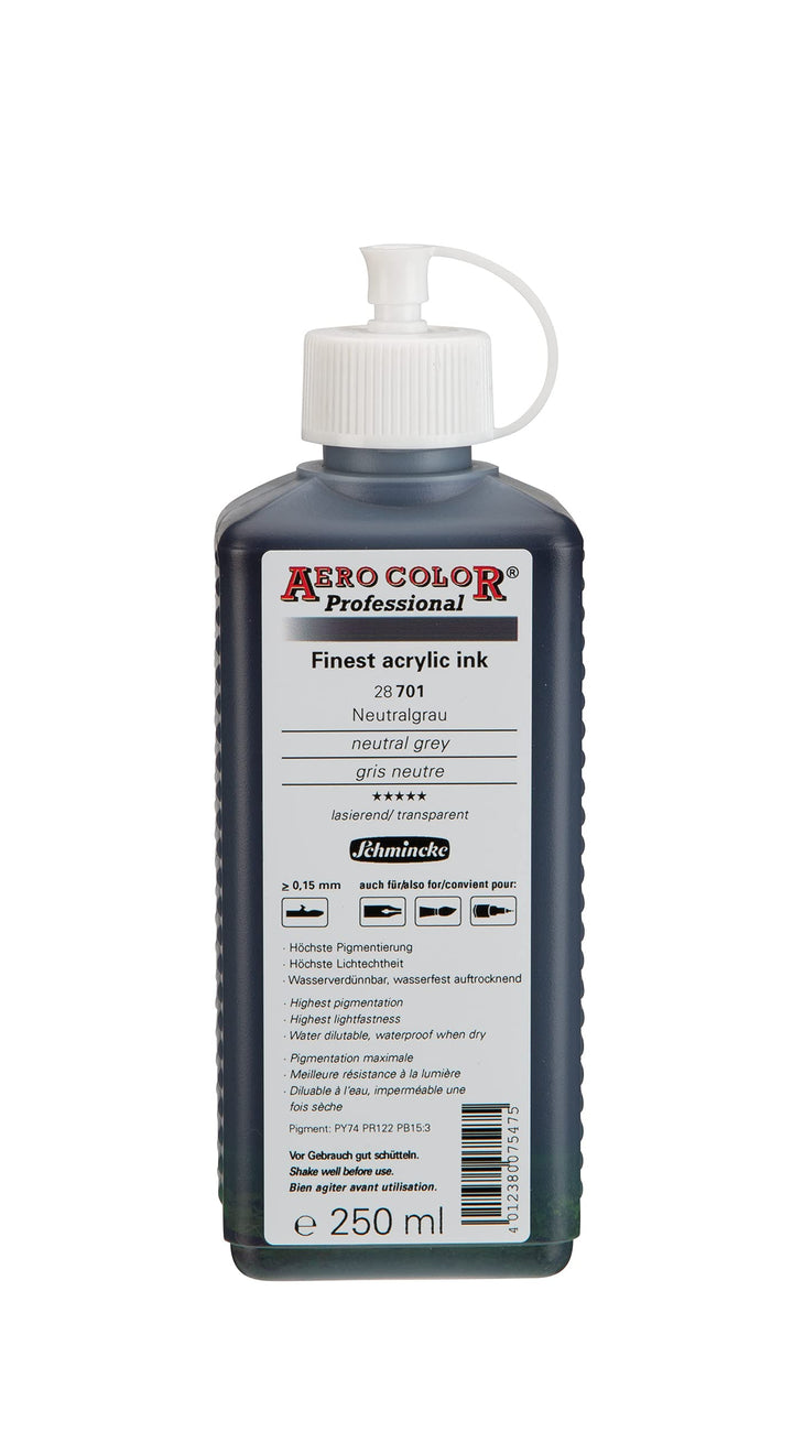Schmincke - AERO COLOR Professional, Neutralgrau 250 ml, 28701027, feinst-flüssige, farbstarke Acryl