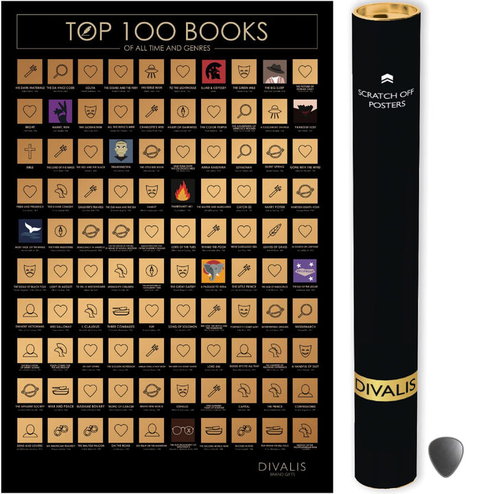 Divalis Bücher Bucket List - Bücher Eimer Liste - 100 Bücher die Man Gelesen Haben Muss - Rubbelpost
