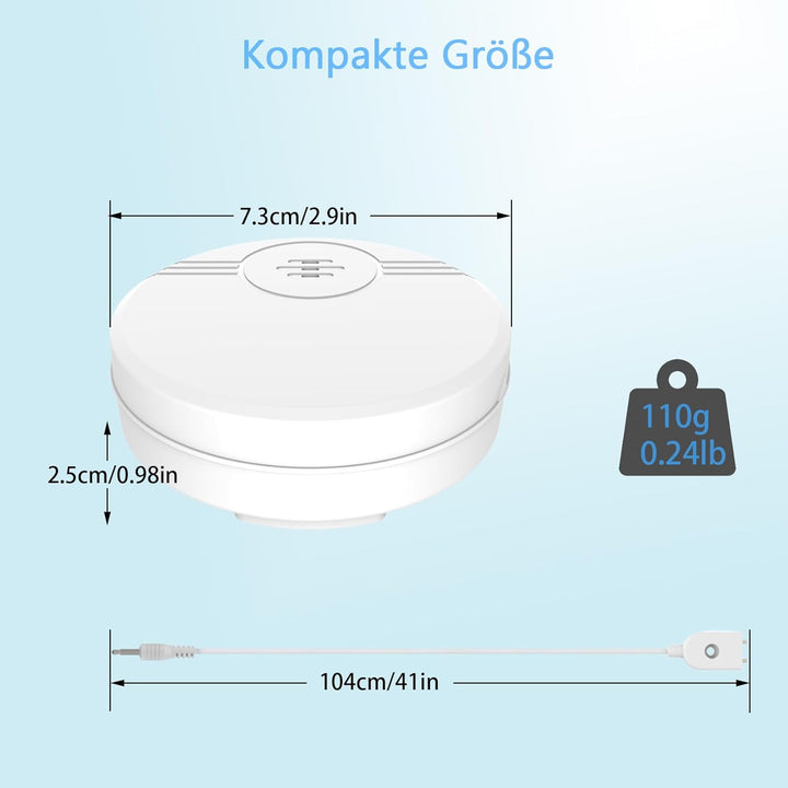Erdiegle Wassermelder Wasseralarm 2 Pack, 135dB Wasser Sensor Alarm Wasserwarner Flut Detektor für K