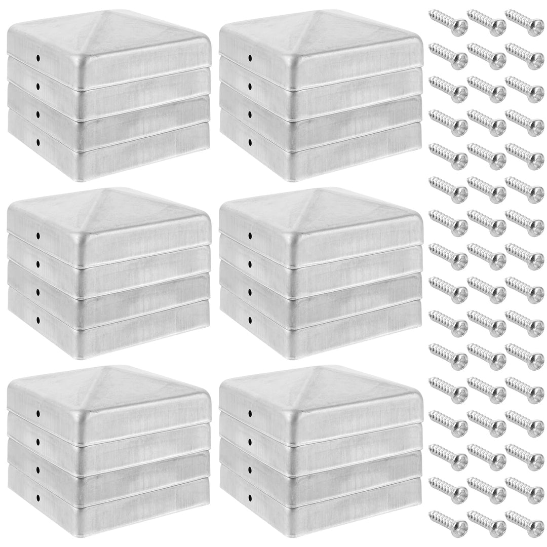 24 Stück Pfostenkappen 90x90mm, Zaunkappe Abdeckkappe mit Schrauben, Zaunpfosten Kappen für Pfosten