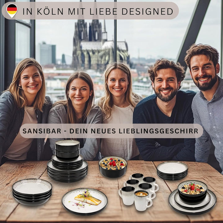Sänger Sansibar | Dessertteller 6 teilig, Steingut Teller Set 6 Personen, Kuchenteller kleine Teller