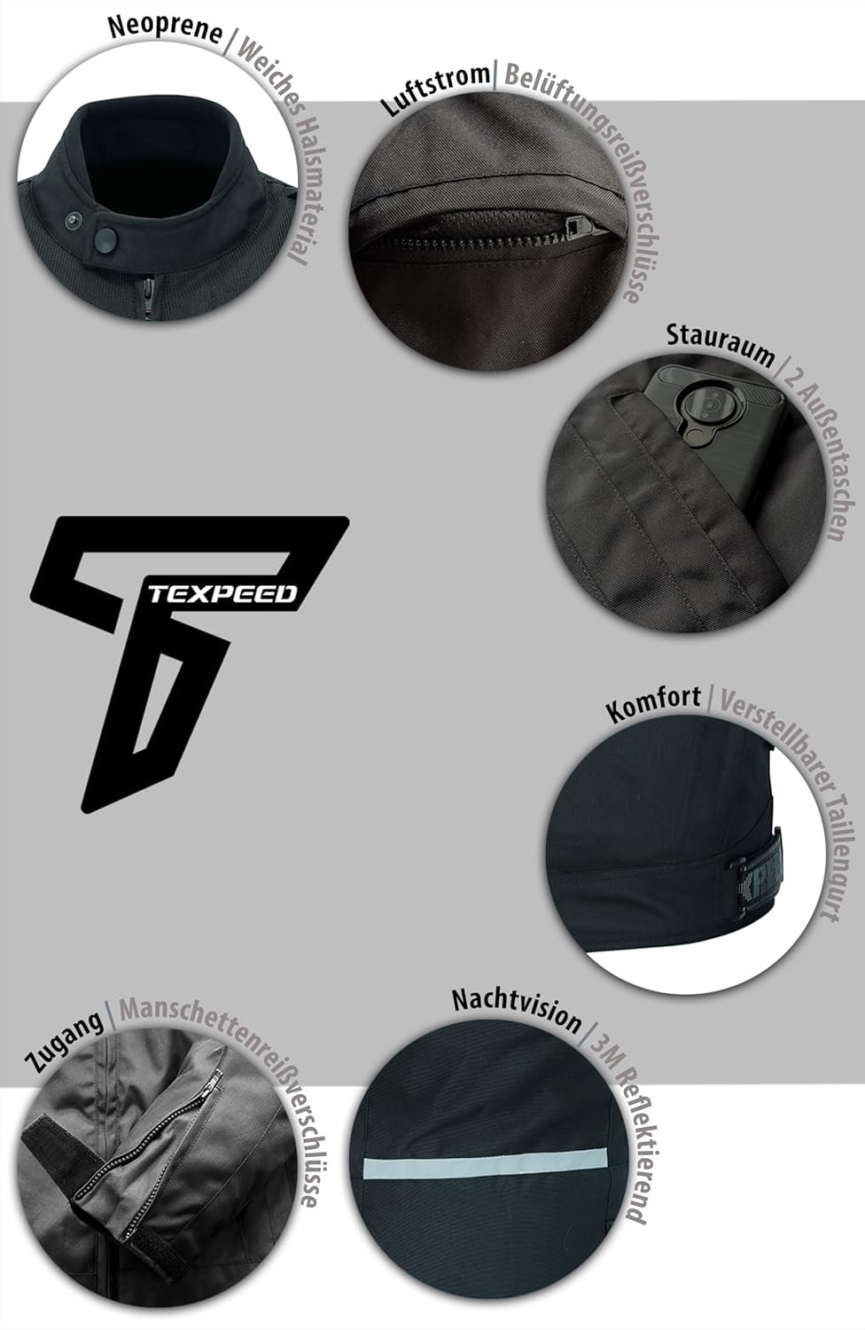 TEXPEED Damen motorradjacke mit protektoren für Sommer oder Winter - Textil wasserdicht motorroller