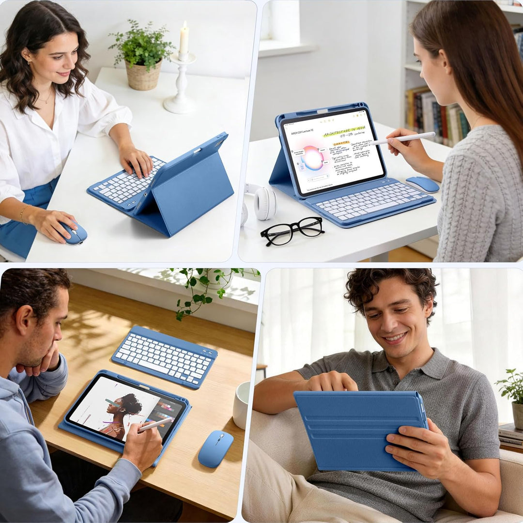 drivego Tastatur Hülle mit Maus for iPad A16 11/10 Generation (11/10.9 Zoll 2025/2022), Bluetooth Ma