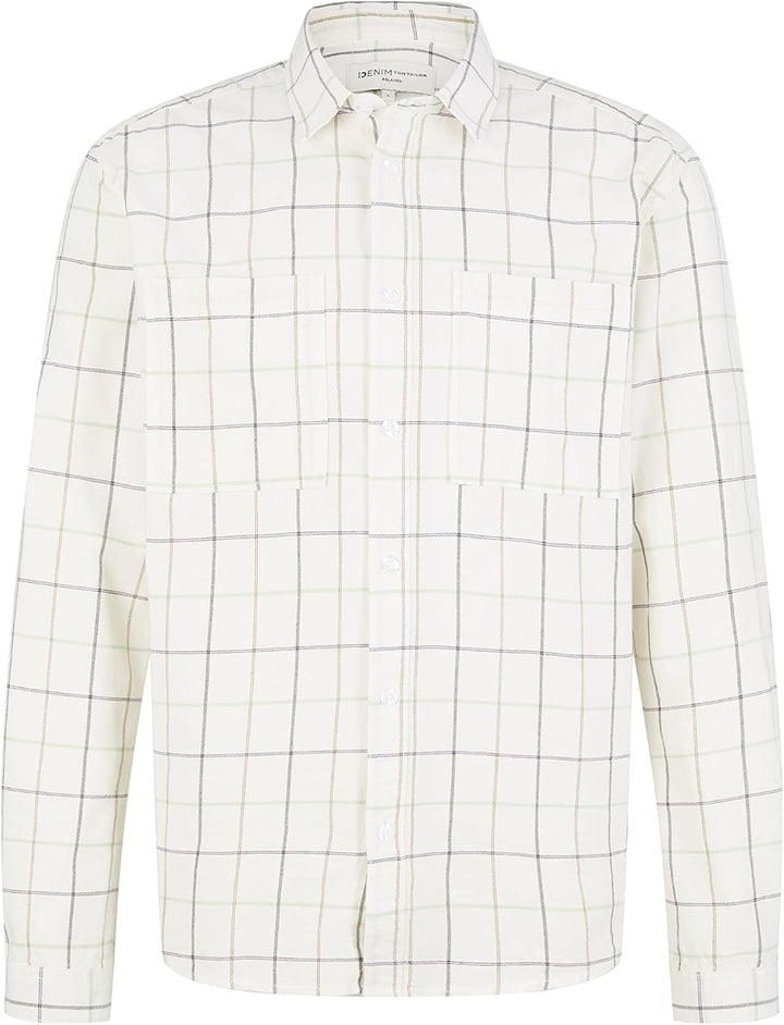 TOM TAILOR Denim Herren Relaxed Fit Karo-Hemd M 31153 - Off White Colorful Check, M 31153 - Off Whit