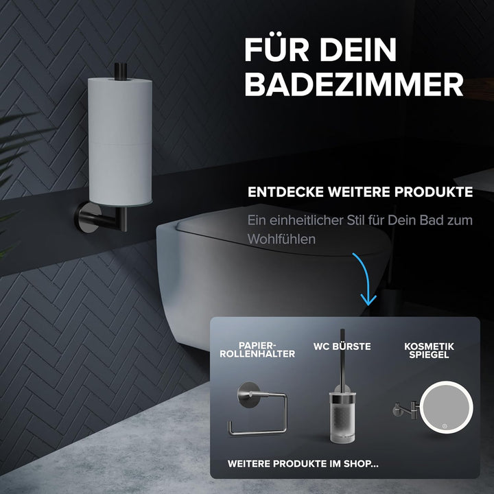 Ersatzrollenhalter Sentraltind Gunmetal zum Bohren | aus Edelstahl und Glas | Toilettenpapier Rollen