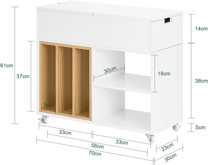 SoBuy Aktenschrank Aktenschrankwagen Druckertisch Druckerständer Rollcontainer mit 4 Rollen Lagersch