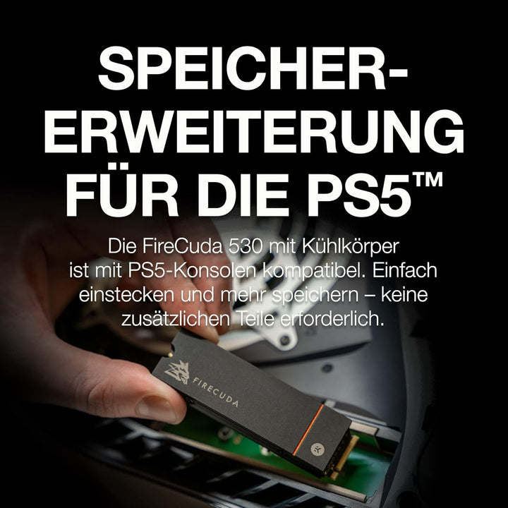 Seagate FireCuda 530 NVMe SSD 1TB, für PS5/PC, M.2 PCIe Gen4 ×4 NVMe 1.4, bis zu 7.300 MB/s, 3D-TLC-