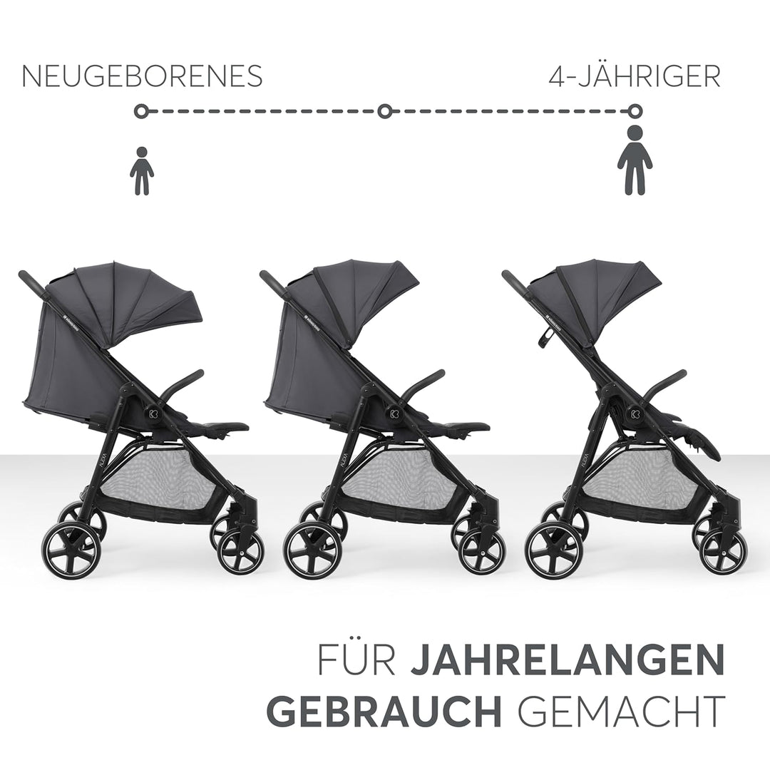 KikkaBoo ALEXA Leichter Buggy von Geburt bis 22 kg, Einhand-Faltmechanismus, Verstellbare Rückenlehn