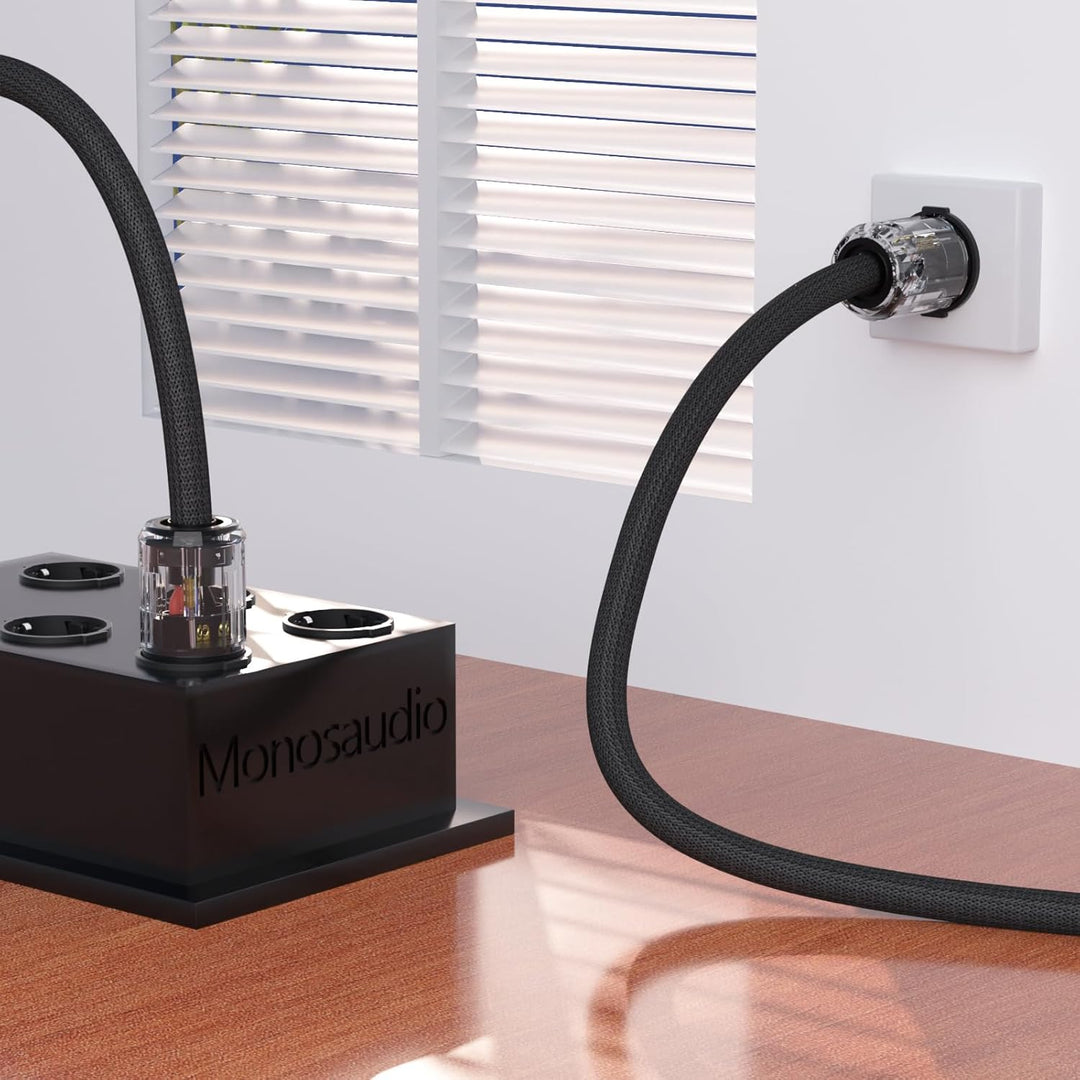 Monosaudio High End Netzkabel, 2M Audiophil Stromkabel OFC Kupferabschirmung, 2 polig AC HiFi Kaltge