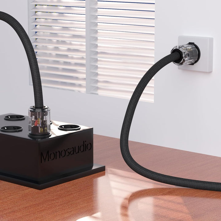 Monosaudio High End Netzkabel, 2M Audiophil Stromkabel OFC Kupferabschirmung, 2 polig AC HiFi Kaltge