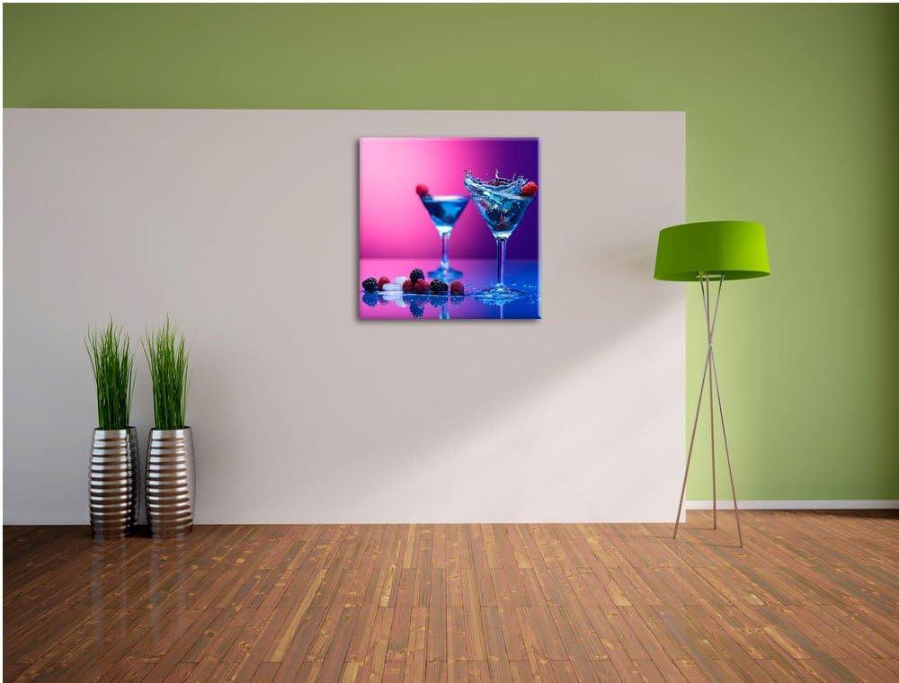 Pixxprint Coole Cocktails, Format: 70x70 auf Leinwand, XXL riesige Bilder fertig gerahmt mit Keilrah
