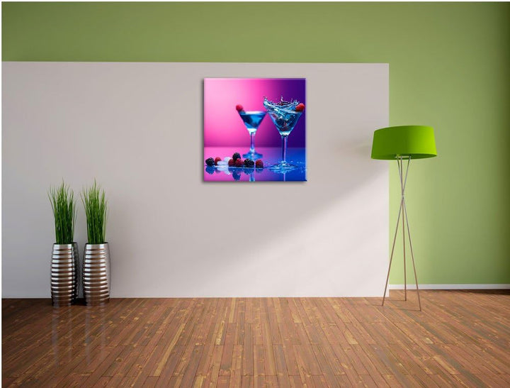 Pixxprint Coole Cocktails, Format: 70x70 auf Leinwand, XXL riesige Bilder fertig gerahmt mit Keilrah