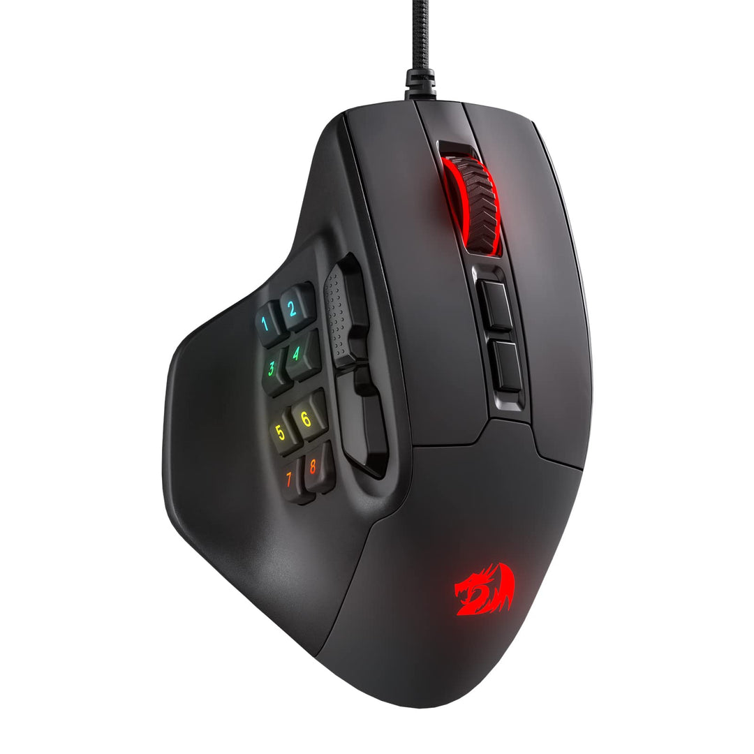 Redragon M811 Aatrox MMO Gaming Maus, 15 programmierbare Tasten kabelgebundene RGB Gamer Maus mit er