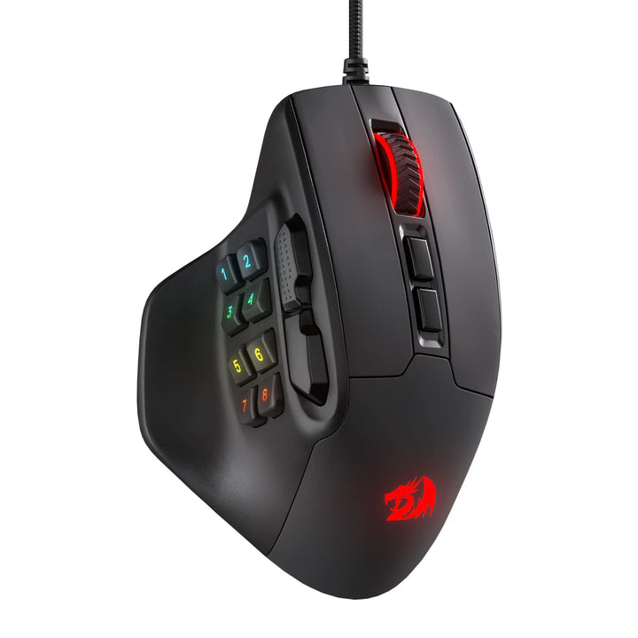 Redragon M811 Aatrox MMO Gaming Maus, 15 programmierbare Tasten kabelgebundene RGB Gamer Maus mit er