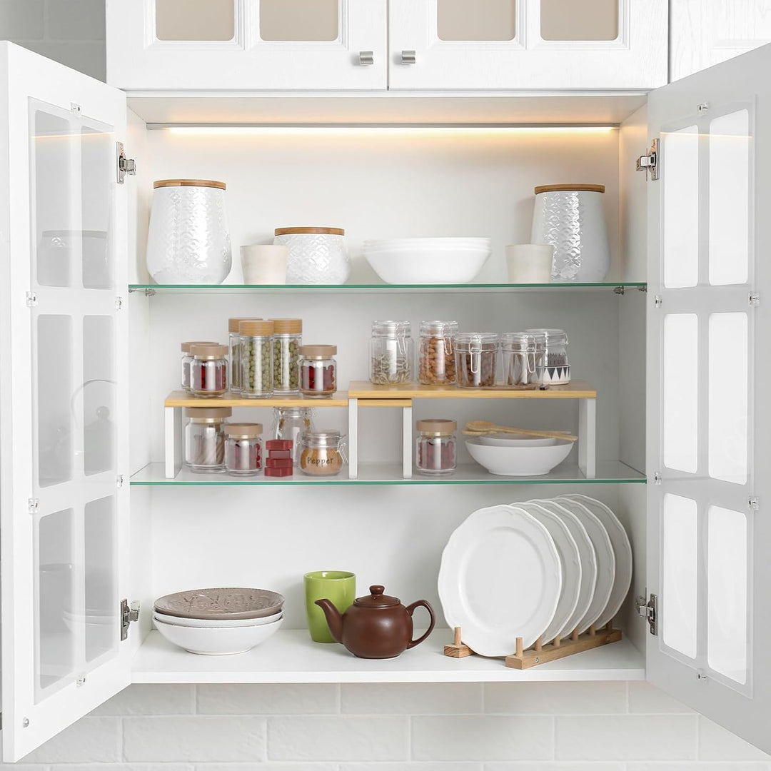 LIANTRAL Küchen Organizer, Küchenschrank Organizer 2er Set, Erweiterbar und Stapelbar Gewürzregal, K
