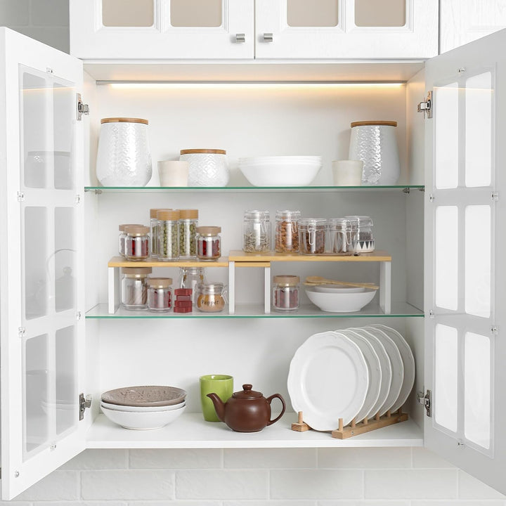 LIANTRAL Küchen Organizer, Küchenschrank Organizer 2er Set, Erweiterbar und Stapelbar Gewürzregal, K