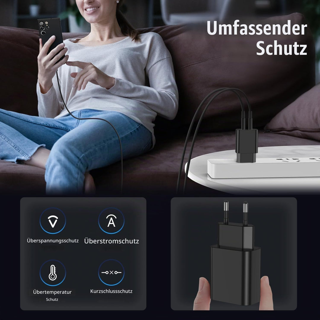 Essri 45W USB C Ladegerät Schnellladegerät für Galaxy S25 S24 S23 S22 S21 Ultra,Usb C Schnellladekab