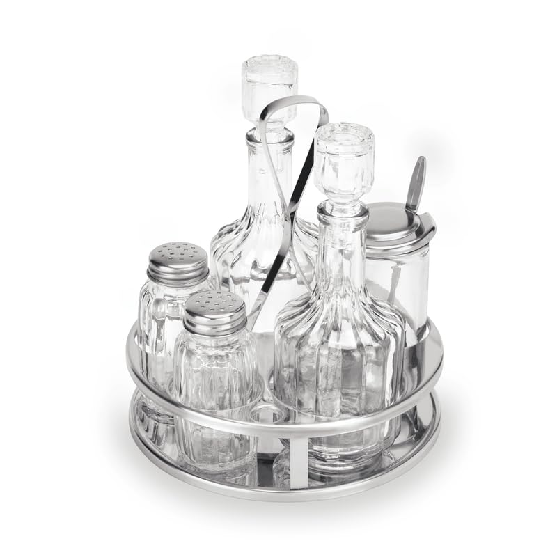 Playflip Menage 1480 Edelstahl Food Shaker, Senfglas mit Löffel, Salz und Pfeffer, 17 cm, 694 g