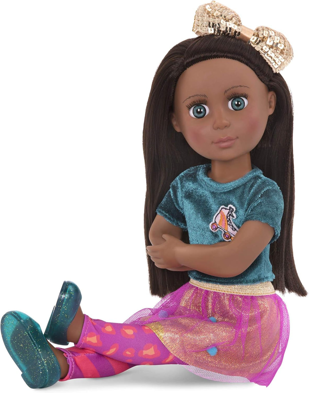 Glitter Girls Puppe Odessa – Bewegliche 36 cm Puppe mit Puppenkleidung, Zubehör und braunen langen H