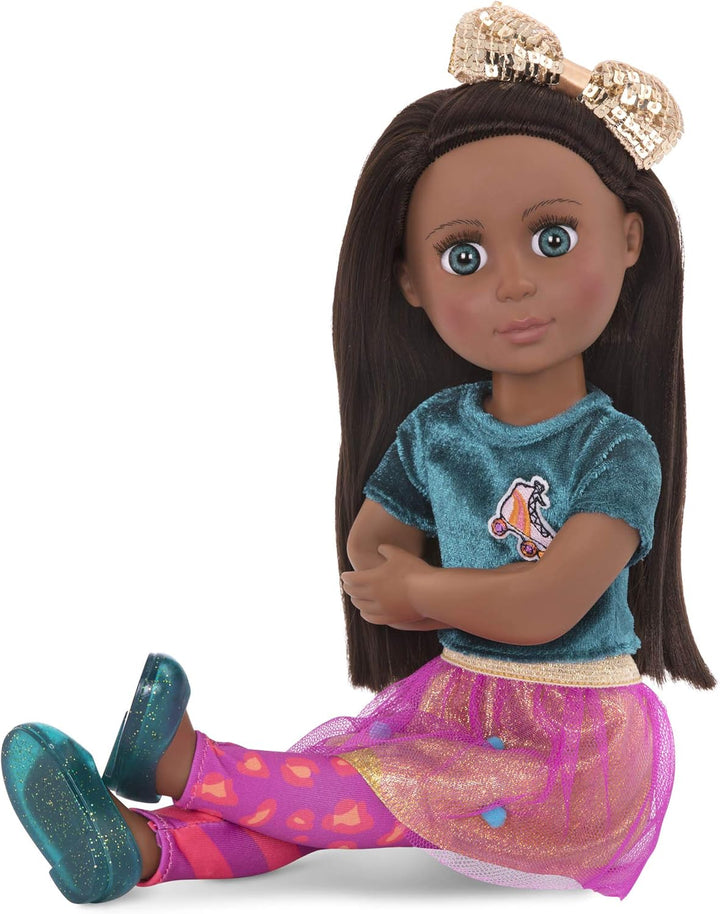 Glitter Girls Puppe Odessa – Bewegliche 36 cm Puppe mit Puppenkleidung, Zubehör und braunen langen H