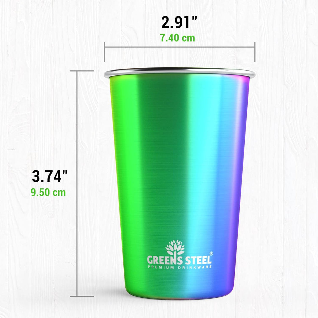 Greens Steel Edelstahl Kinderbecher - Regenbogen, 300ml I Premium Trinkgläser I Plastikfrei I Stapel