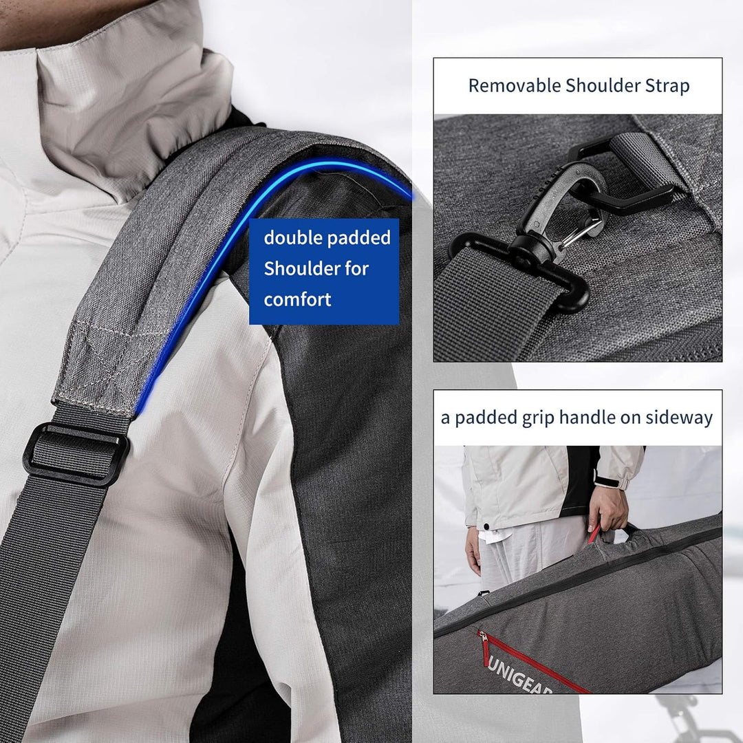 Unigear Skitasche Doppelt gepolstert, Snowboardtasche, Langlauf-Ski-Tasche für 1 – 2 Paar Ski 165/17