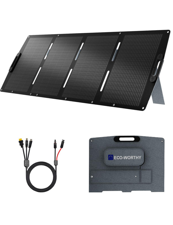 ECO-WORTHY 200W Tragebares Solarpanel faltbar, geeignet für Powerstation, leicht und einfach zu tran