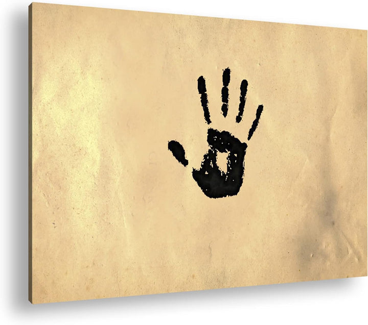 deyoli Schwarzer Handabdruck im Format: 80x60 als Leinwandbild, Motiv fertig gerahmt auf Echtholzrah