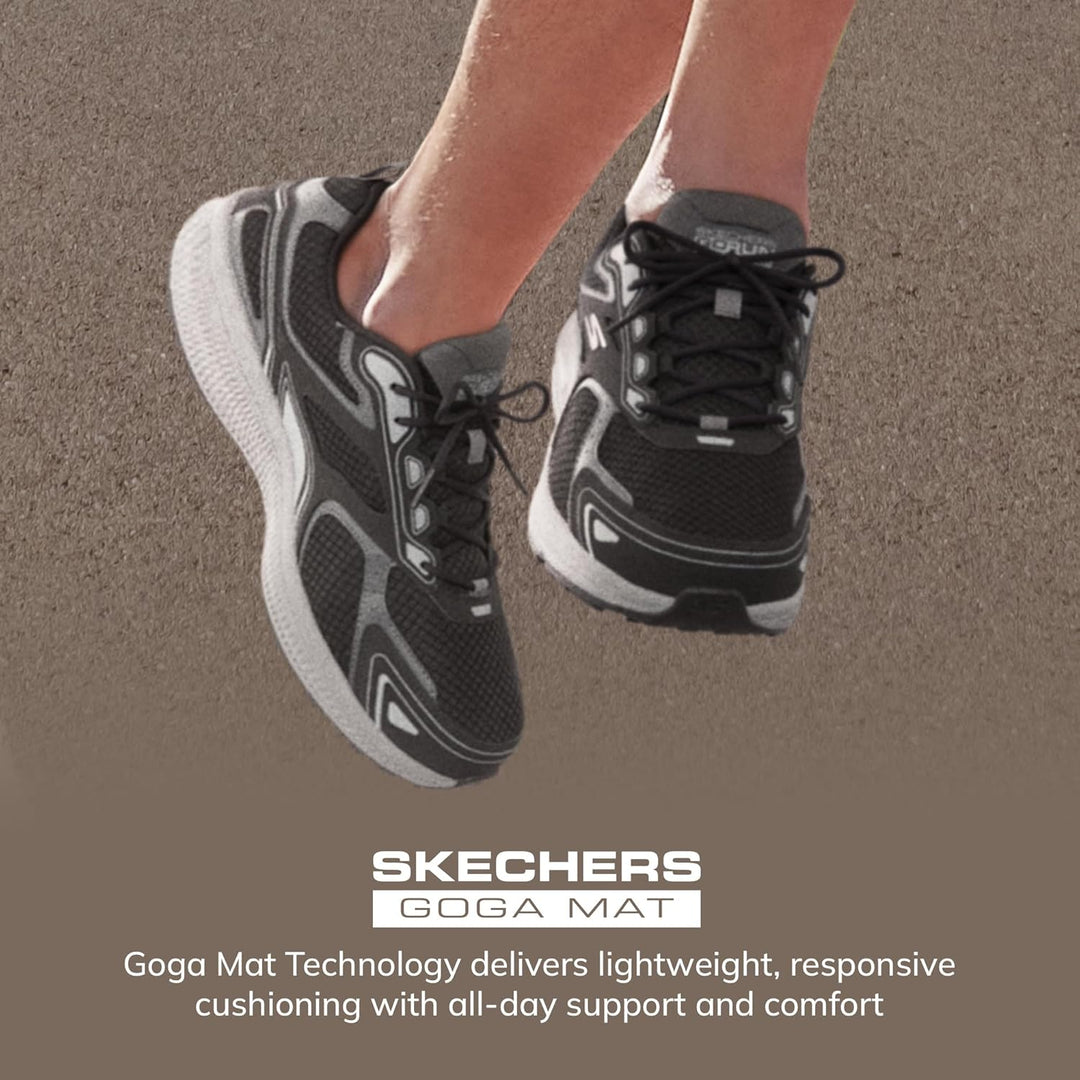 Skechers Herren Go Run Consistent Sneaker 43 EU Black Leather Synthetic Gray Trim, 43 EU Black Leath