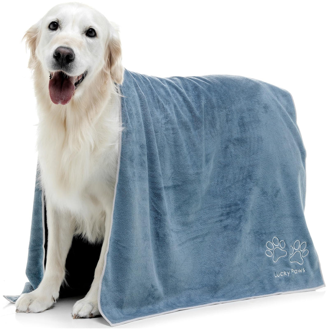 Lucky Paws® Hundehandtuch - 140x70cm XL Hundehandtuch extra saugfähig - schnell trocknend, luxuriös