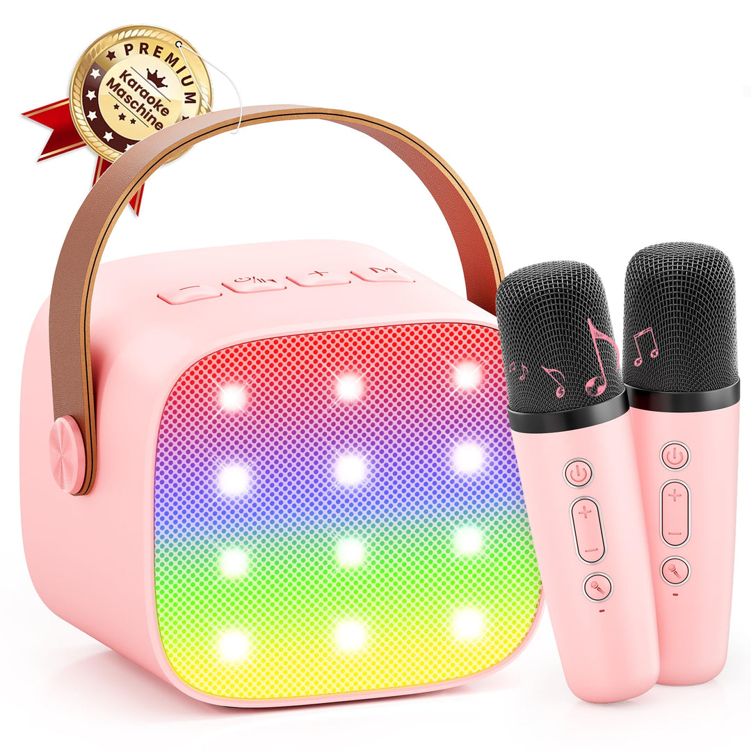 Karaoke Maschine mit 2 Drahtlosen Mikrofonen, Wowstar Tragbares Bluetooth Karaoke Maschine für Kinde